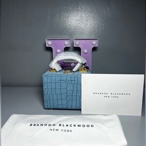 Brandon Blackwood Kendrick Trunk in Baby Blue Croc Embossed Suede